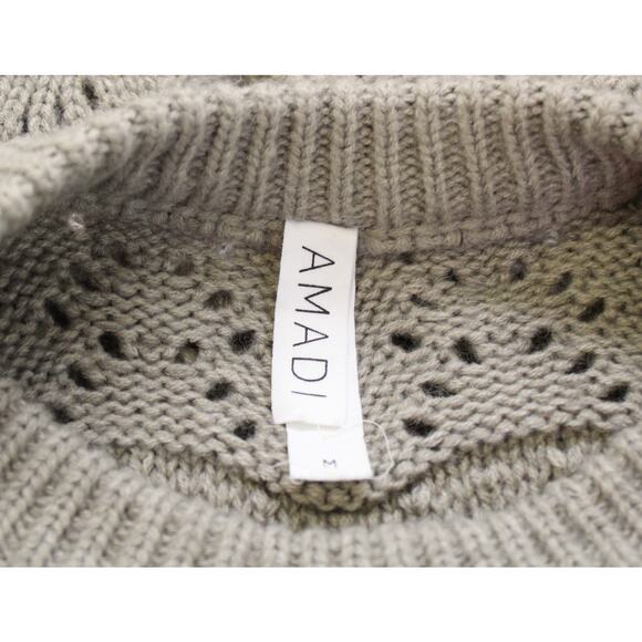 Amadi Anthropologie Oversized Pointelle Chunky Knit Textured Sweater Sz M Green - Picture 7 of 7